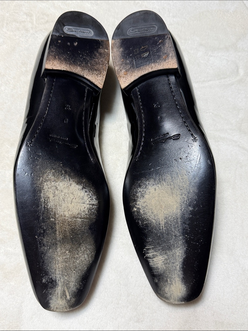 Santoni Mens Black Patent Leather Loafers Shoes Shinny Black Size D 12 - Picture 6 of 15